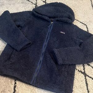 patagonia fleece 14 XL Navy Fleece Zip-Up Hoodie